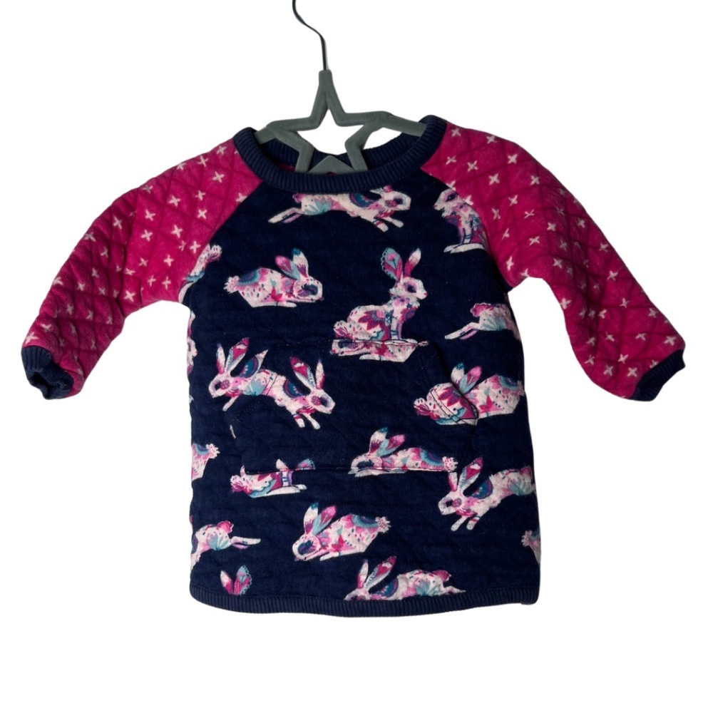 Hatley Bunnies Long Sleeve Shirt Dress 3-6 Month Girl